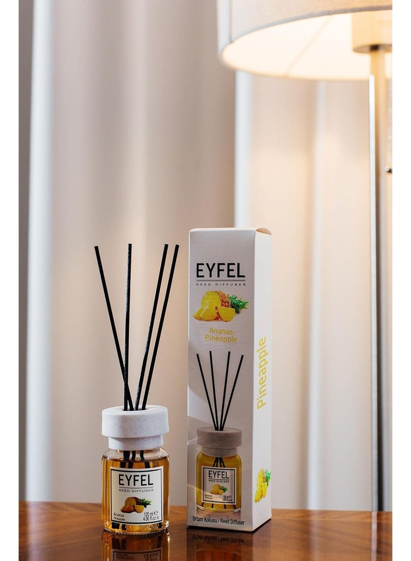 EYFEL EYFEL Pineapple Reed Diffuser, 120ml (4.05 fl oz) | Premium Home Fragrance with Natural Sticks | Long-Lasting Sweet & Fruity Scent for Home & Office  - Image 4