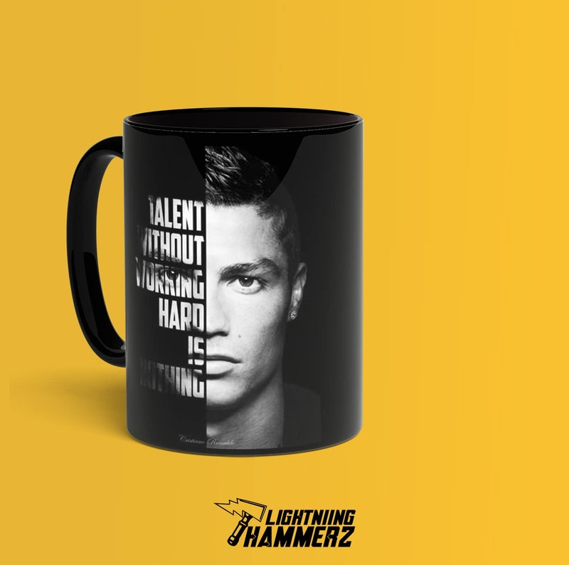 Lightning Hammerz Ronaldo Coffee Mug with Print | Football Printed Mug | Cristiano Ronaldo Coffee Mug for Fans | 330ml Microwave and Dishwasher Safe - Image 2