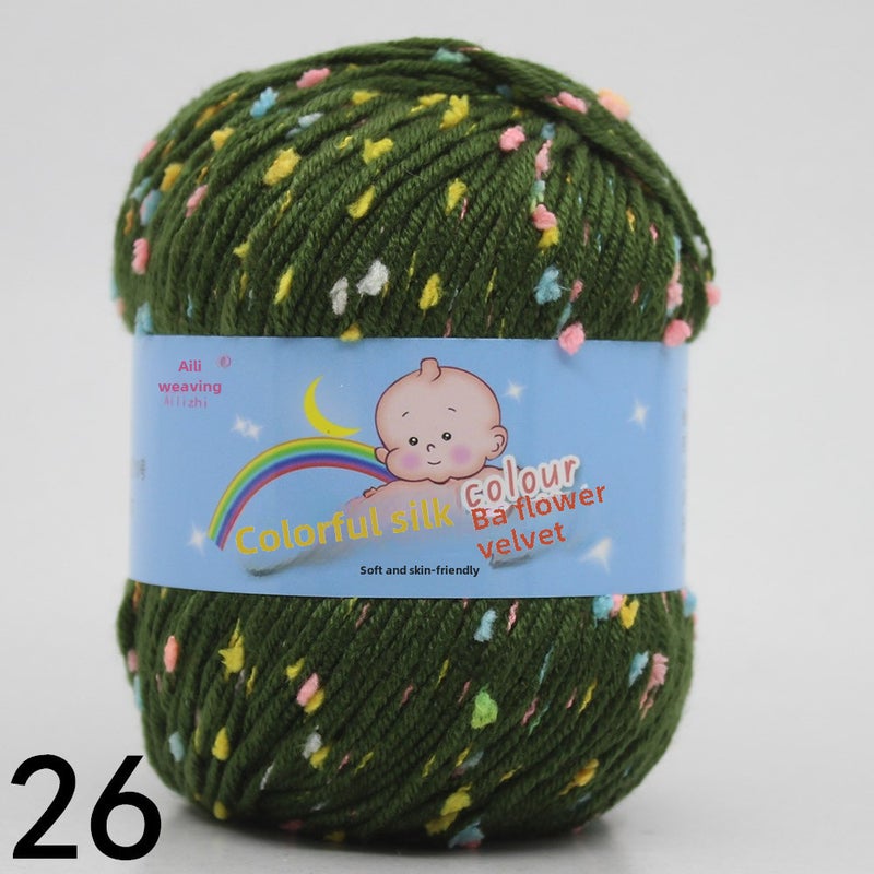 Multicolor Chunky Hand-Knit Yarn for DIY Sweaters 26 army green color dot B 