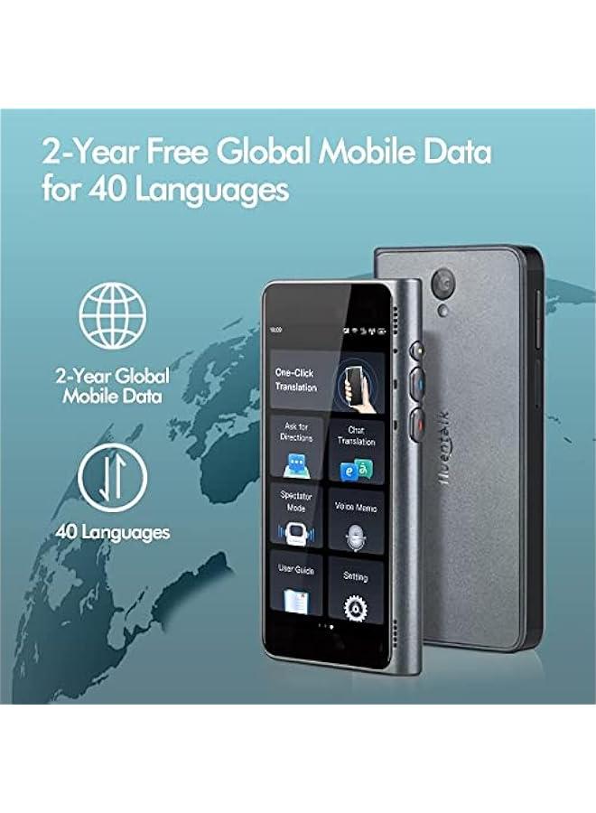 تايم كاتل مترجم لغة فلوينتوك T1 يدعم 40 لغة وترجمة صور، جهاز ترجمة فوري لا يحتاج إلى واي فاي، مع بيانات جوال عالمية لمدة عامين للسفر، مع شاشة HD مقاس 4 انش من تايم كيتل - Image 2