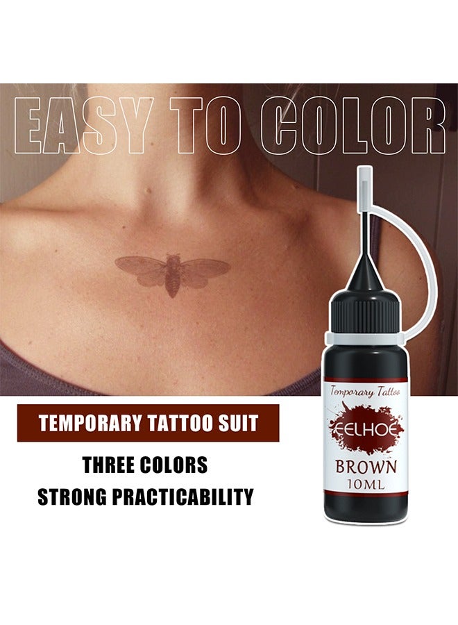 إيلهو Temporary Tattoo Suit, With 84 Pieces Self-Adhesive Tattoo Template Set, Temporary Tattoo Ink 3 Bottles, 3 Colors For Art Drawing Women Men Kids DIY Art Painting - Image 5