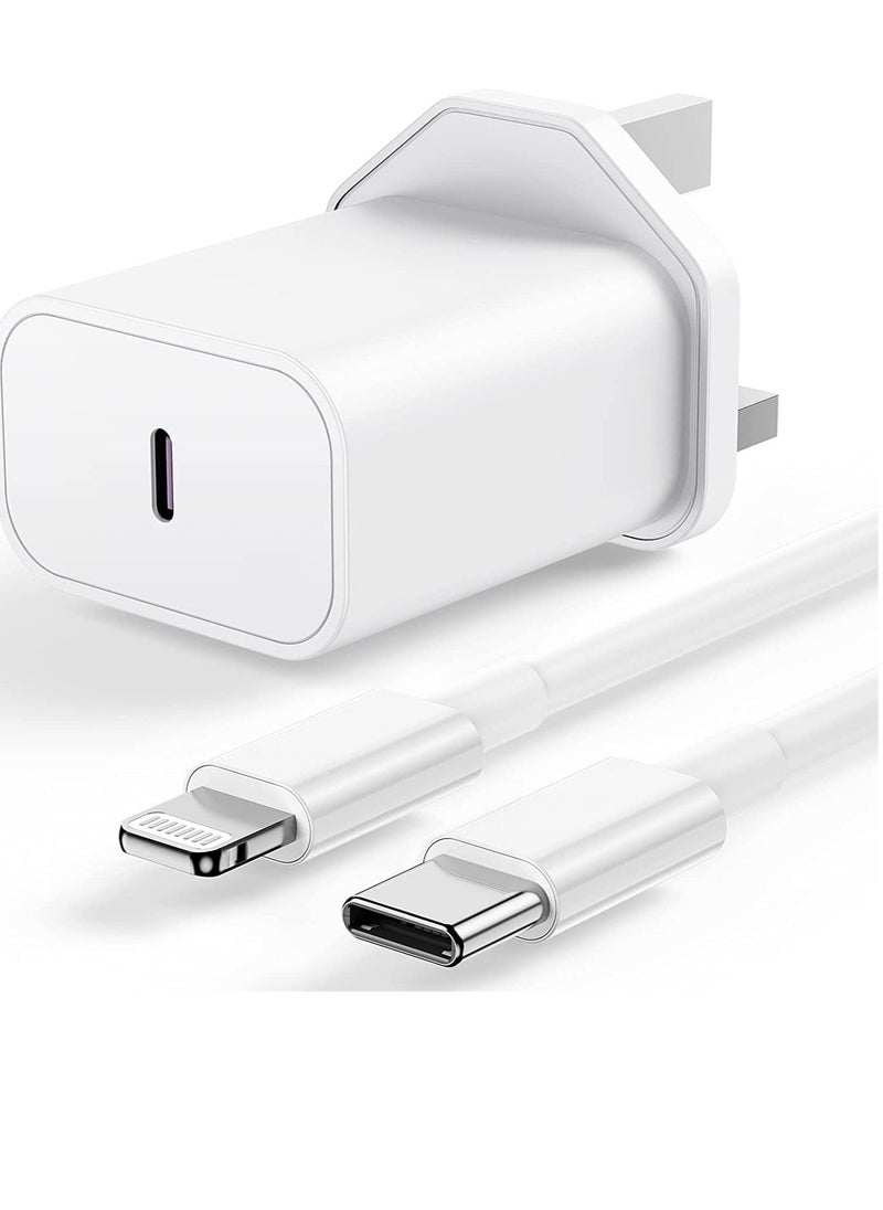 ELTRAZONE iPhone USB C Fast Charger Plug and Cable - [Apple MFi Certified] 20W Charging Power Adapter and 2M Original Lightning Cable Lead, Wall Charger for Apple iPhone 14 13/12/11/Pro Max/Mini/XR/X/8/7/iPad  - Image 1