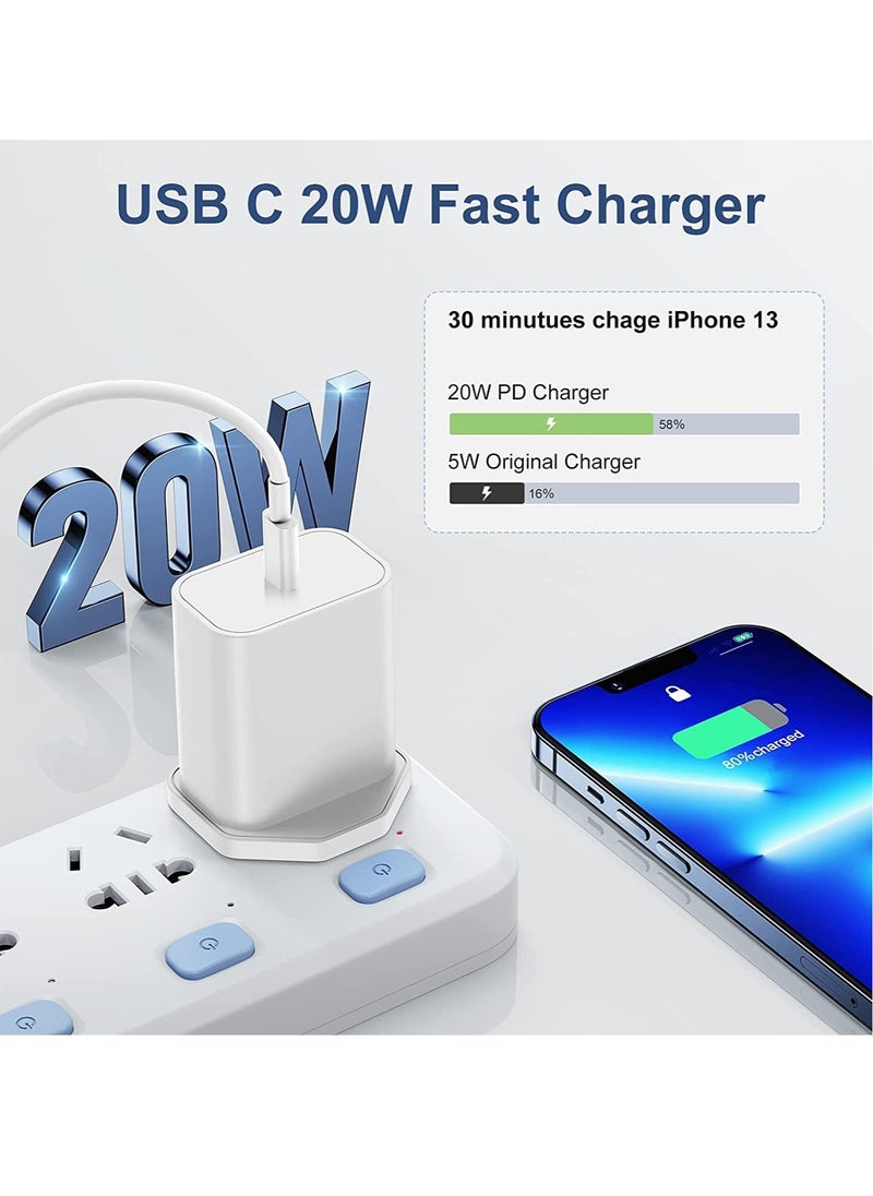 ELTRAZONE iPhone USB C Fast Charger Plug and Cable - [Apple MFi Certified] 20W Charging Power Adapter and 2M Original Lightning Cable Lead, Wall Charger for Apple iPhone 14 13/12/11/Pro Max/Mini/XR/X/8/7/iPad  - Image 2