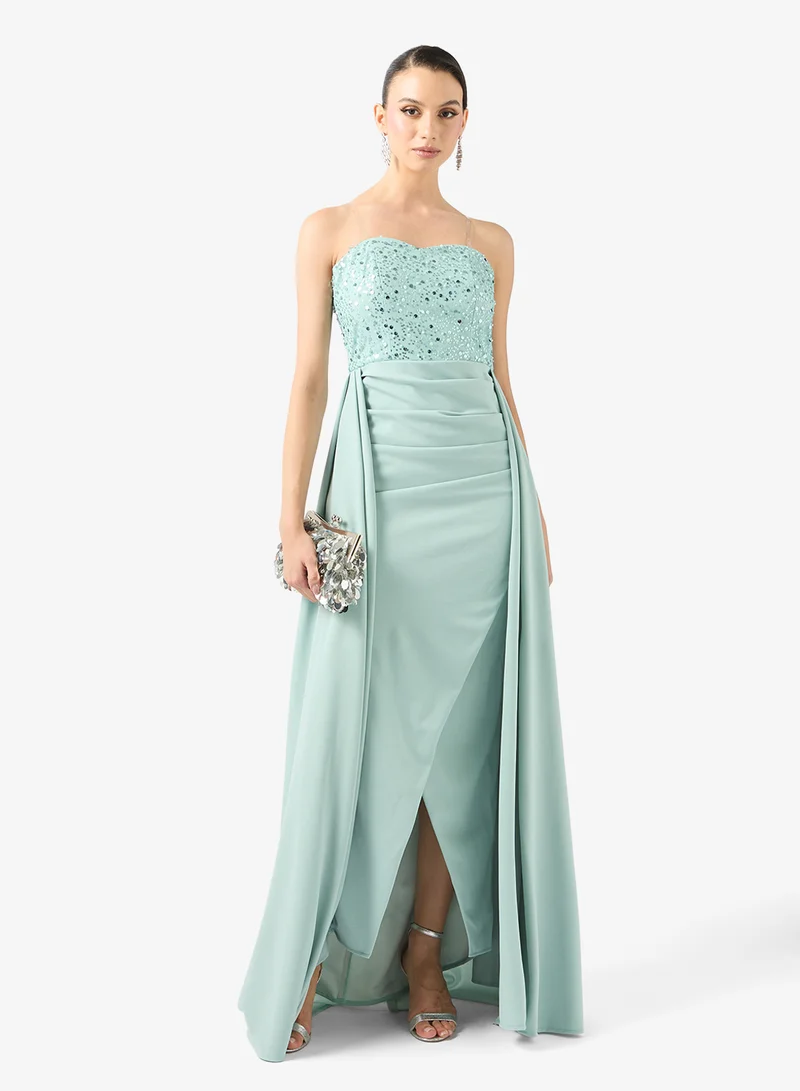 Evening Gown Embellished Bodice & Trail