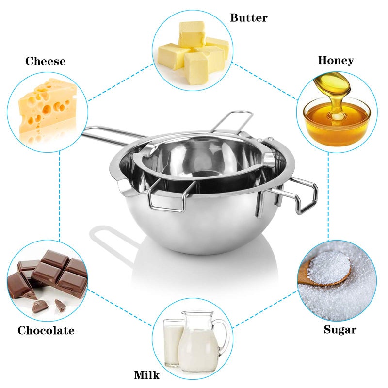 Sysmie Double Boiler Pot Set for Melting Chocolate, Butter, Cheese, Caramel and Candy - 18/8 Steel Melting Pot, 2 Cup Capacity, Including The Biggest and Smallest Capacity… - Image 4