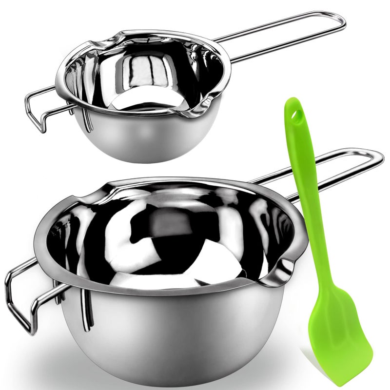 Sysmie Double Boiler Pot Set for Melting Chocolate, Butter, Cheese, Caramel and Candy - 18/8 Steel Melting Pot, 2 Cup Capacity, Including The Biggest and Smallest Capacity… - Image 1