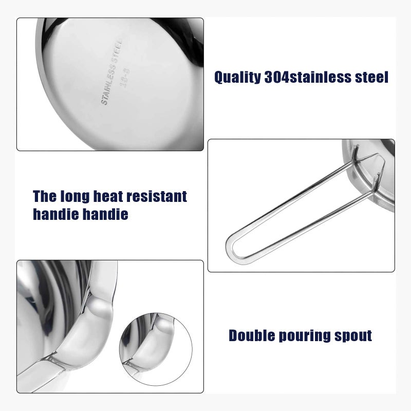 Sysmie Double Boiler Pot Set for Melting Chocolate, Butter, Cheese, Caramel and Candy - 18/8 Steel Melting Pot, 2 Cup Capacity, Including The Biggest and Smallest Capacity… - Image 3