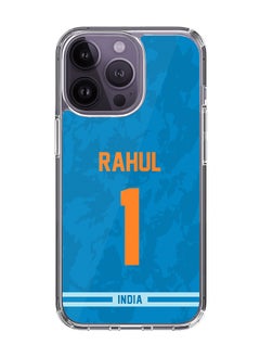 Classic Clear Case for iPhone 15 Pro , Hybrid Soft Case Transparent Cover - Player Name - KL Rahul, Jersey Number- 1