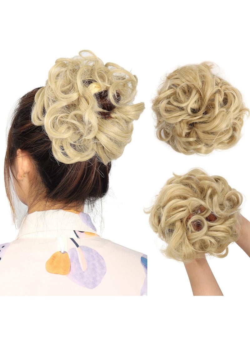 MEIRIYFA - MEIRIYFA Messy Bun Extensions for Women Girls  Thick Curly Wavy Hairpieces for Updo Ponytails and Hair Chignons blonde - Image 1