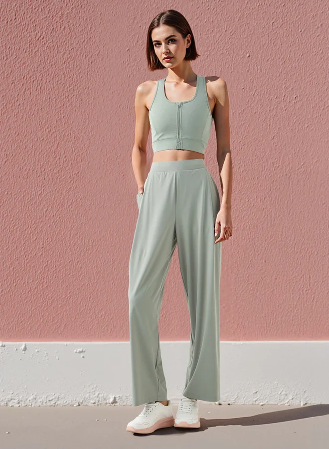 ADOT by Splash Wide Leg Track Pants with Elasticated Waistband and Pocket