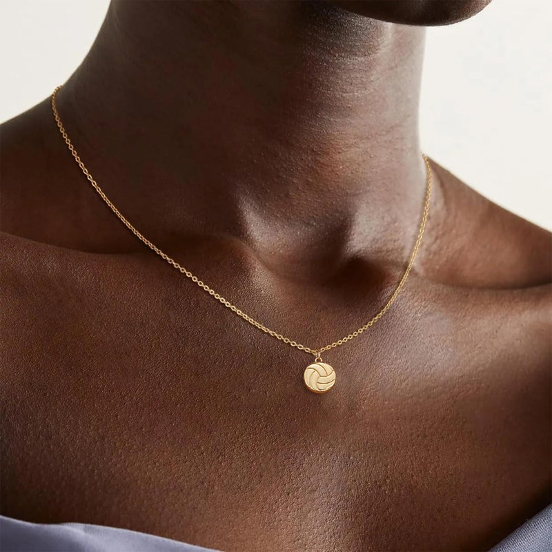Ascona Dainty Gold Softball/Soccer/Volleyball/Basketball/Football Necklace for WomenTrendy, 14K Gold Plated Charm Necklaces with Heart Cute Sports Accessories Jewelry Valentine's Day Gift for Teenage Lovers Friend 16+3 Inches - Image 5