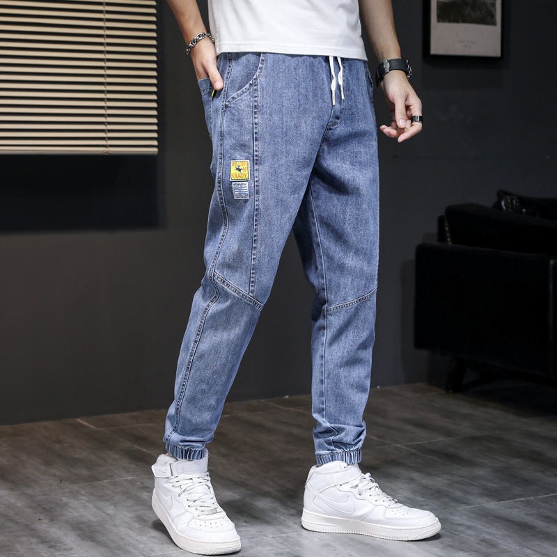 Generic Autumn Thin Jeans Mens 2022 Fashion Loose Casual Legs Nine Points New Harem Pants Mens Pants 901 Light Blue [Single]]