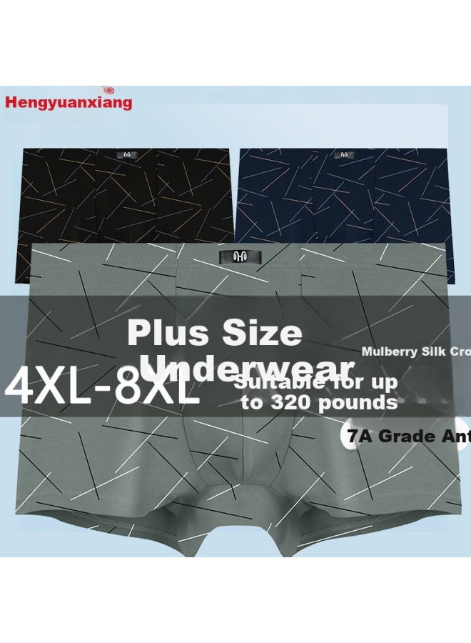 Men'S Plus Size Underwear With 7A Antibacterial Mulberry Silk Crotch, Cotton Men'S Boxer Briefs Loose Fit Big And Tall Shorts - Image 2