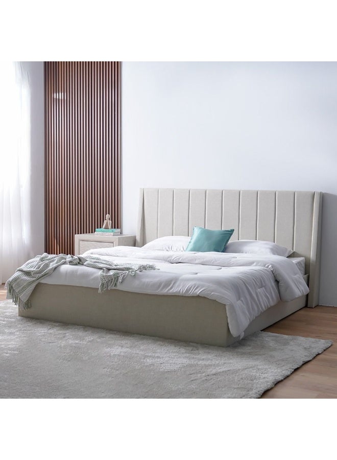 Supreme Benz 160x200 Upholstered Bed | Modern Design Wooden Double Bed Frame Furniture | Comfortable Bed (Mattress Not Included) L215.5xW182xH111cm-Beige - Image 1