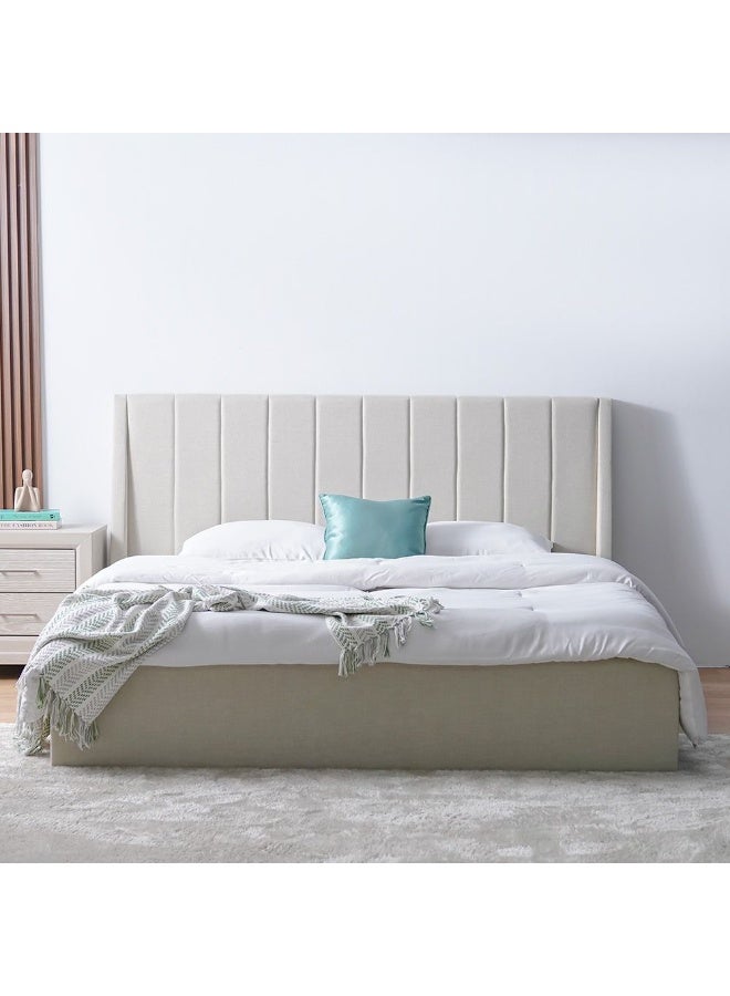 Supreme Benz 160x200 Upholstered Bed | Modern Design Wooden Double Bed Frame Furniture | Comfortable Bed (Mattress Not Included) L215.5xW182xH111cm-Beige - Image 2