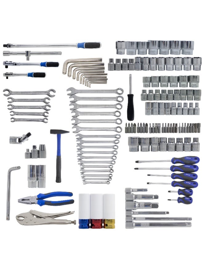 Bonai 142-Piece Socket Wrench Tool Set, 1/4-3/8-1/2 Inch Drive Metric Ratchet Kit, Chrome Vanadium Steel Mechanics Hand Tools with Storage Case, Model BN-HK79 - Image 4