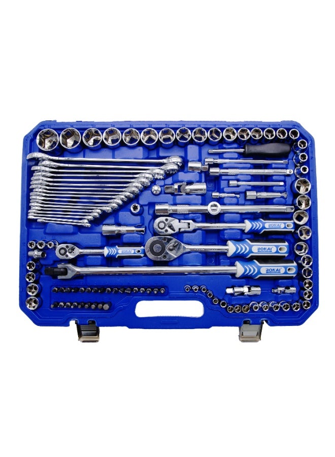 Bonai 142-Piece Socket Wrench Tool Set, 1/4-3/8-1/2 Inch Drive Metric Ratchet Kit, Chrome Vanadium Steel Mechanics Hand Tools with Storage Case, Model BN-HK79 - Image 2