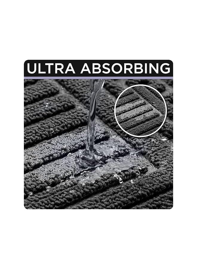 The Bros Welcome Front Door Mat, Heavy Duty Easy Clean Doormat Indoor Outdoor, Waterproof Quick Dry Floor Rug for Home, Garage, Hign Traffic Areas, Non-Slip, Low Profile, 45 * 75CM, Black Gray (Grey) - Image 4