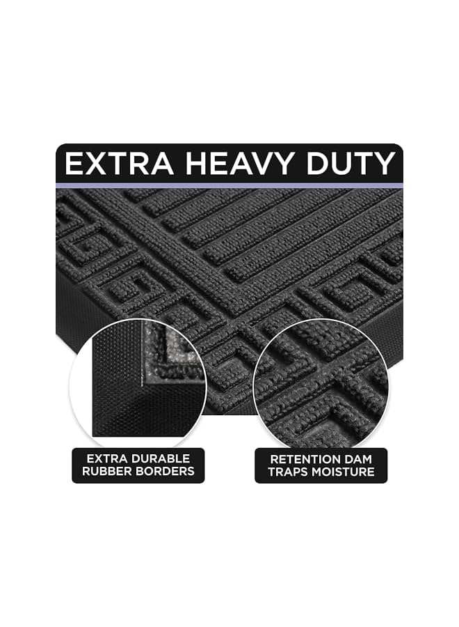 The Bros Welcome Front Door Mat, Heavy Duty Easy Clean Doormat Indoor Outdoor, Waterproof Quick Dry Floor Rug for Home, Garage, Hign Traffic Areas, Non-Slip, Low Profile, 45 * 75CM, Black Gray (Grey) - Image 3
