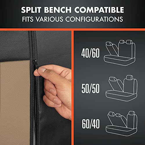 BDK Faux Leather Car Seat Cover Full Set - Front & Rear Split Bench Beige Seat Covers for SUV & Truck Seat Covers, Airbag Compatible - Interior Protective Seat Covers for Car Seats & Car Accessories - Image 4