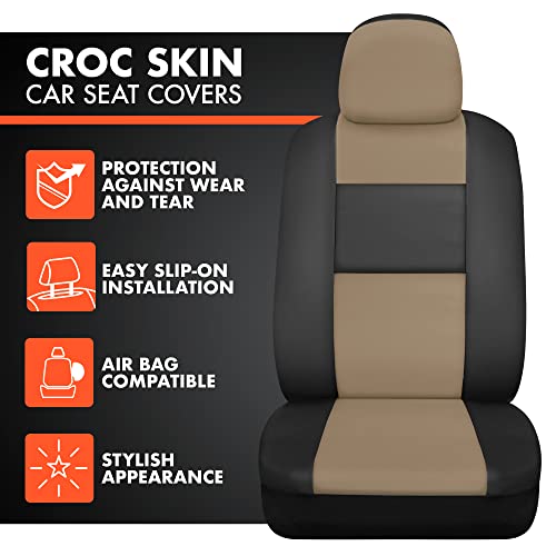 BDK Faux Leather Car Seat Cover Full Set - Front & Rear Split Bench Beige Seat Covers for SUV & Truck Seat Covers, Airbag Compatible - Interior Protective Seat Covers for Car Seats & Car Accessories - Image 2