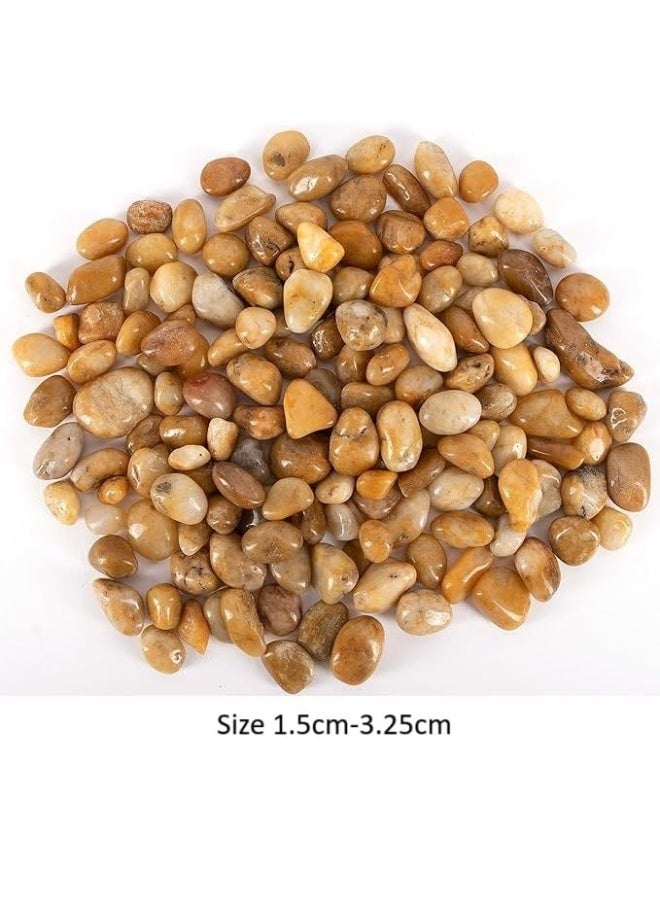 Light Brown Smooth & Polished Decorative Small Size Stones Pebbles for Aquarium Garden Landscaping Plants and Home Interior & Exterior Decoration Durable Rocks Gravel for Decor (Small - 1kg) - Image 2