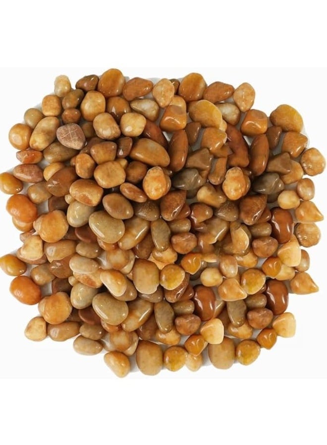 Light Brown Smooth & Polished Decorative Small Size Stones Pebbles for Aquarium Garden Landscaping Plants and Home Interior & Exterior Decoration Durable Rocks Gravel for Decor (Small - 1kg) - Image 1