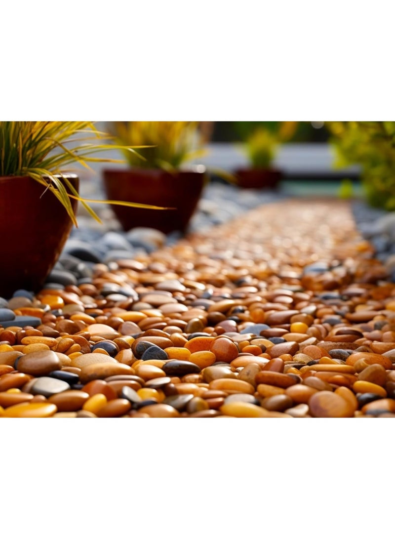 Light Brown Smooth & Polished Decorative Small Size Stones Pebbles for Aquarium Garden Landscaping Plants and Home Interior & Exterior Decoration Durable Rocks Gravel for Decor (Small - 1kg) - Image 4