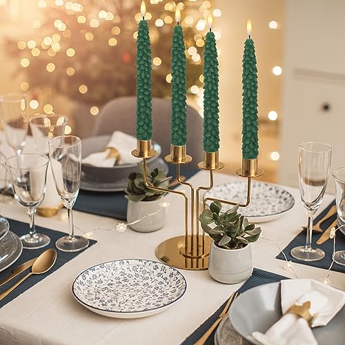 GenSwin Christmas Tree Flameless Taper Candles Flickering with Remote Timer, Real Wax LED Battery Operated Candles Warm 3D Wick Christmas Home Wedding Decor(Green, 0.78 X 9.64 Inch) - Image 3