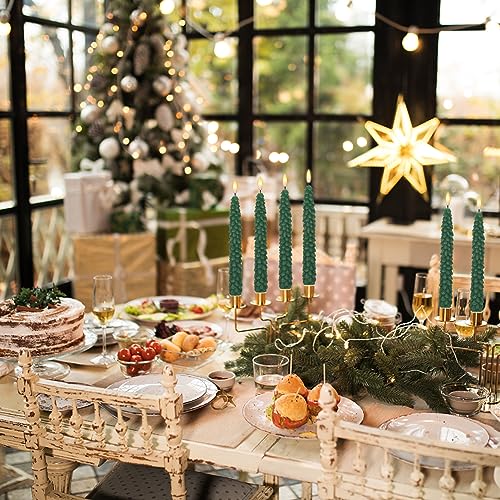 GenSwin Christmas Tree Flameless Taper Candles Flickering with Remote Timer, Real Wax LED Battery Operated Candles Warm 3D Wick Christmas Home Wedding Decor(Green, 0.78 X 9.64 Inch) - Image 4