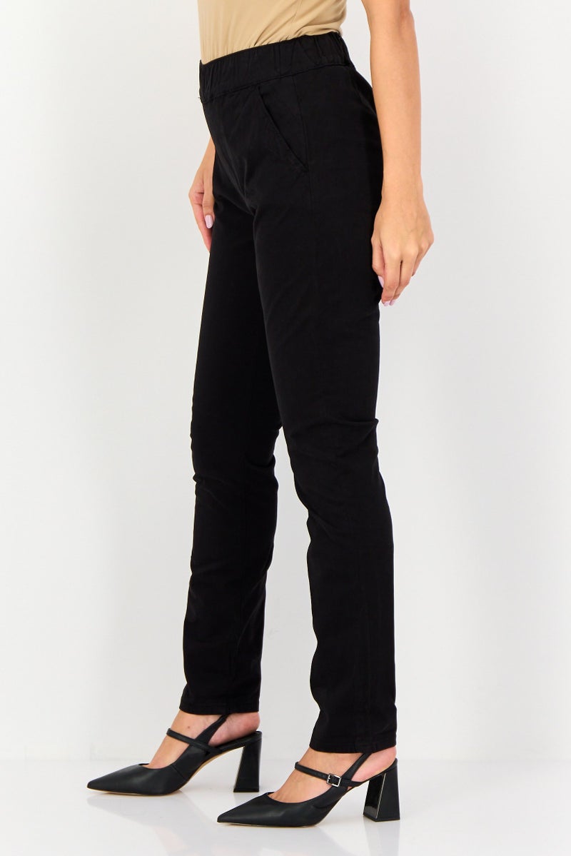 Reiko Women Regular Fit Solid Chino Pants, Black - Image 4