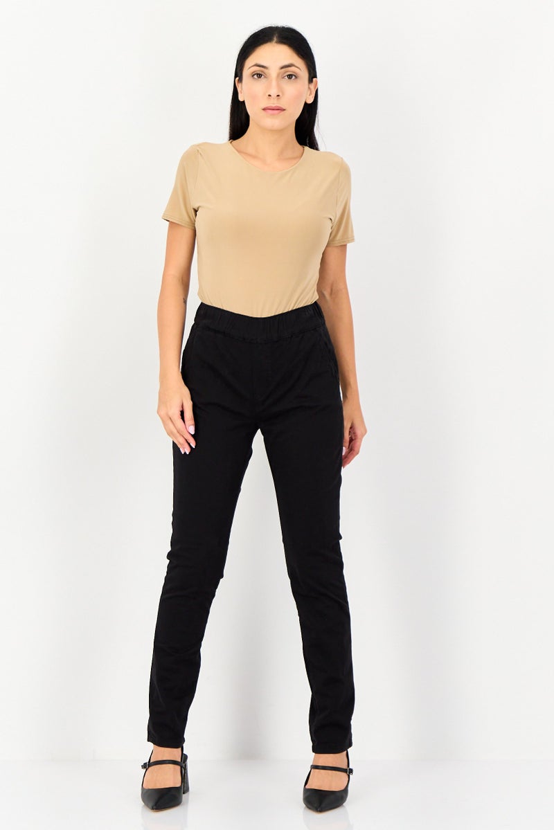 Reiko Women Regular Fit Solid Chino Pants, Black - Image 3