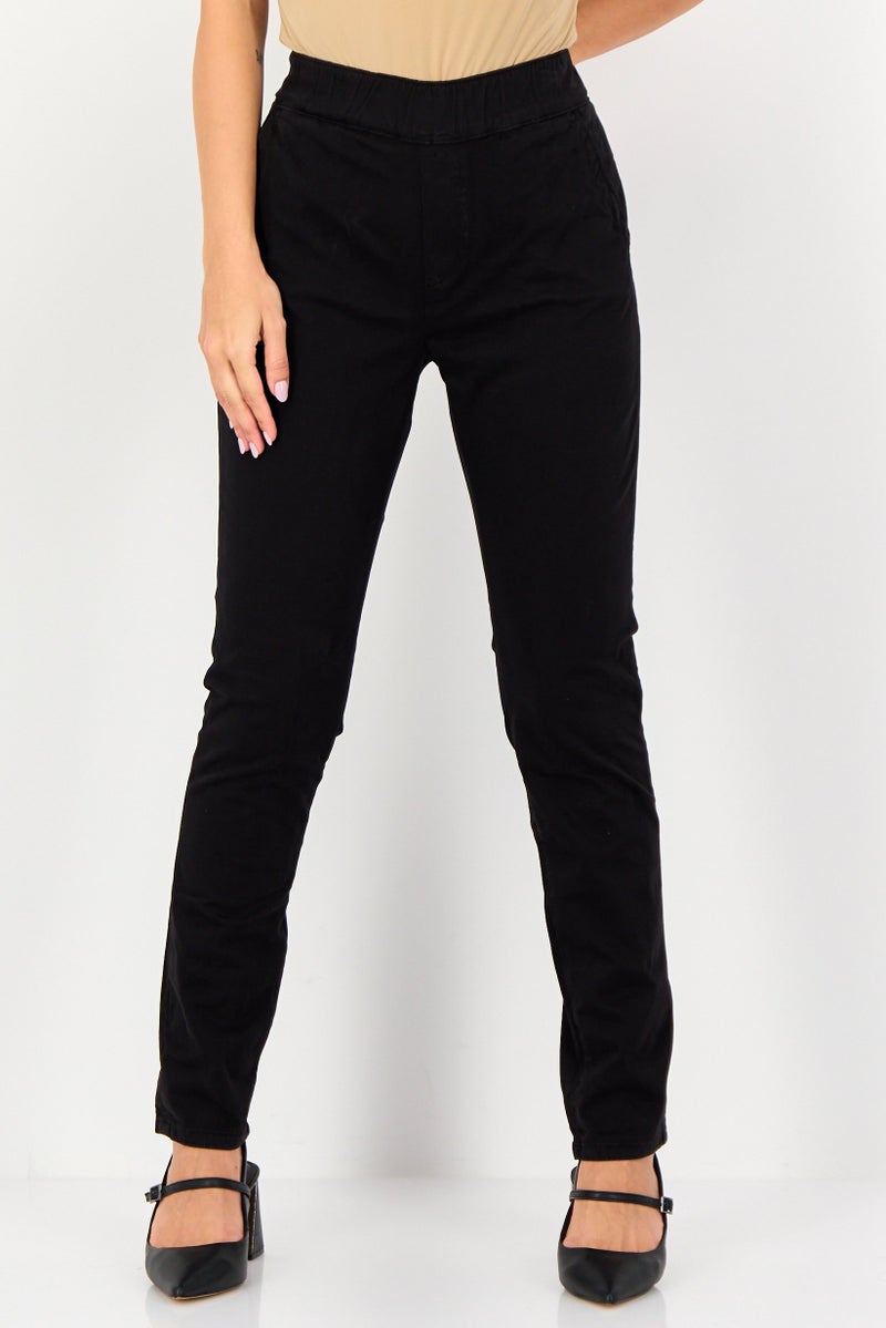 Reiko Women Regular Fit Solid Chino Pants, Black - Image 1