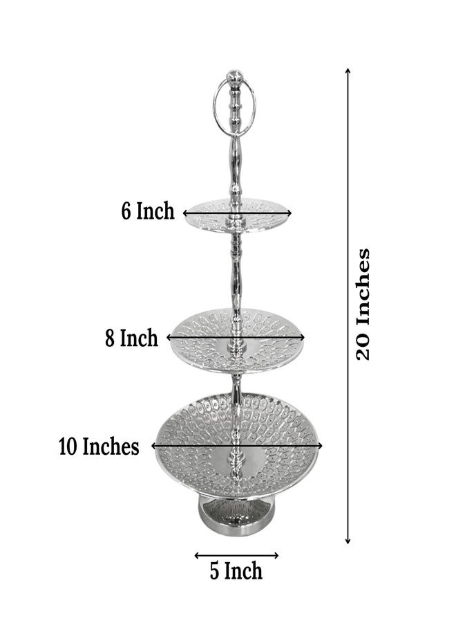 Rely+ Dessert Cupcake Stand 3-Tiered Serving Tray 20" Tall 3 Tier Fruits and Cup Cake Stand for Tea Party Birthday Holiday Gatherings Weddings Baby Showers Silver Finish Sturdy Design (Hexagonal) - Image 3
