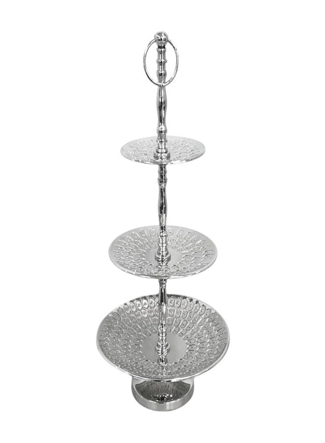 Rely+ Dessert Cupcake Stand 3-Tiered Serving Tray 20" Tall 3 Tier Fruits and Cup Cake Stand for Tea Party Birthday Holiday Gatherings Weddings Baby Showers Silver Finish Sturdy Design (Hexagonal) - Image 1