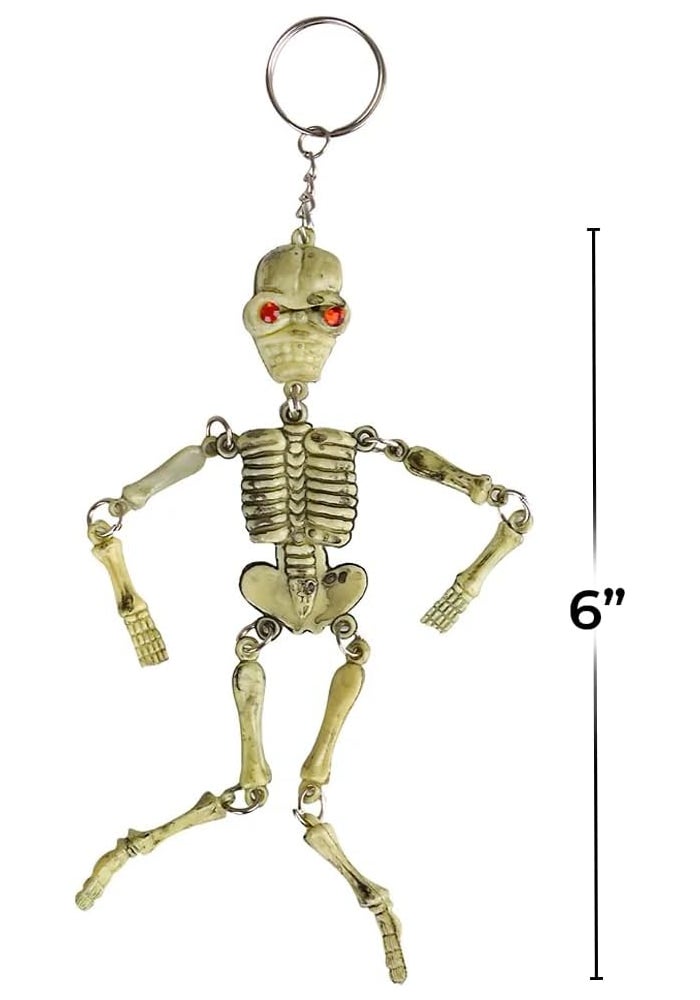 Rhode Island Novelty Skeleton Keychains - Pack of 12 with Red Jeweled Eyes - Image 2