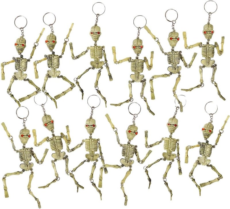 Rhode Island Novelty Skeleton Keychains - Pack of 12 with Red Jeweled Eyes - Image 1