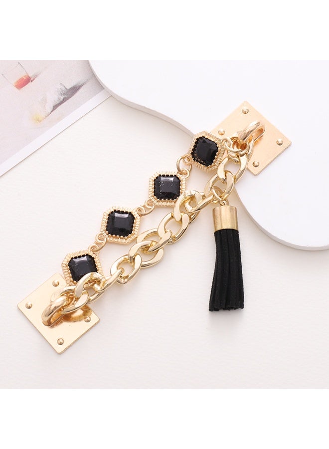 NIBEMINENT Phone Charm/ Chain Strap for Women Girls, Zinc Alloy Gemstone Cell Phone Case Lanyard Wrist Strap,K1405/Black - Image 1