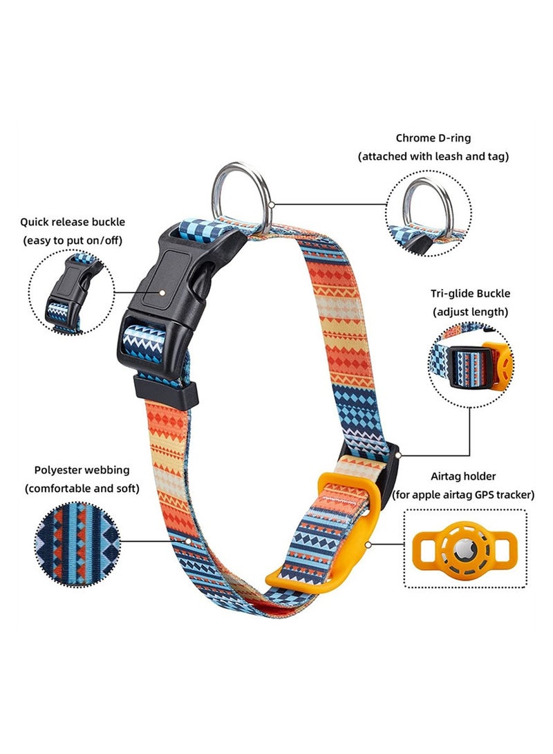 SYOSI AirTag Dog Collar, Padded Apple Air Tag Dog Collar, Adjustable Air Tag Accessories Pet Collar, Nylon Pet Collars for Large Dogs, Heavy Duty Dog Collar with AirTag Holder Case (Dog M, Orange) - Image 2