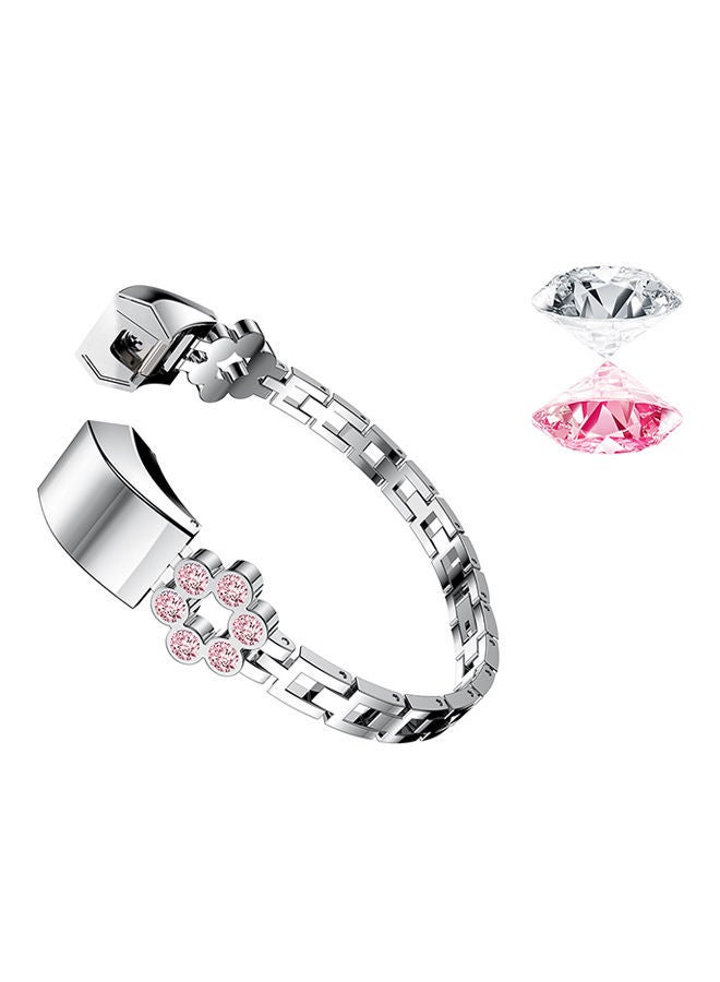 NIBEMINENT Textured Tire Pattern Replacement Band For Fitbit Alta And HR Silver/Pink/Clear - Image 2