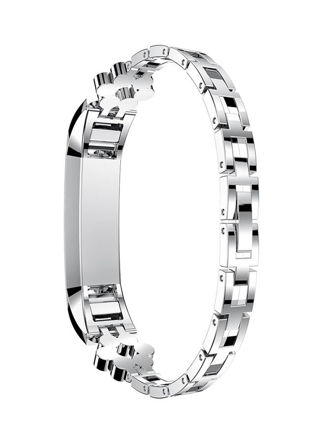 NIBEMINENT Textured Tire Pattern Replacement Band For Fitbit Alta And HR Silver/Pink/Clear - Image 3