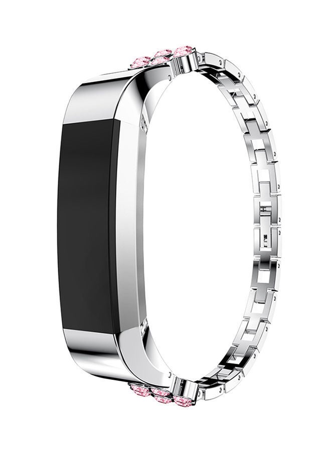 NIBEMINENT Textured Tire Pattern Replacement Band For Fitbit Alta And HR Silver/Pink/Clear - Image 4