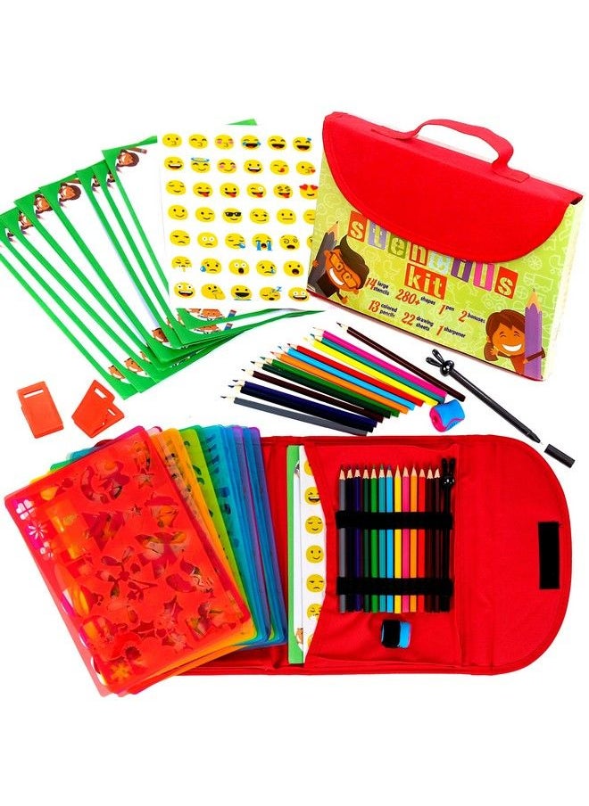 Art with smile Drawing Stencils Kit For Kids Stencils For Kids Portable Stencil Kit Big Drawing Stencils For Toddler Kids Craft Stencils For Girls & Boys Ages 3 13 55 Piece Kids Stencils Set  - Image 2