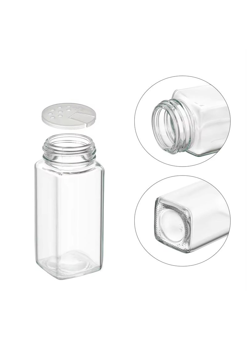 CASADELIGHT CASADELIGHT Square Glass Spice Jars 120 ml Clear Glass Square Spice Jar Black Sifter Two Sided Sifter CapShaker HolesPour Open and Freshness Seal Silver 4  - Image 5