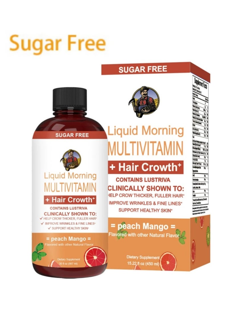 Sugar Free - Lustriva® Liquid Multivitamin for Women, 10,000mcg Biotin + Vitamin D & B Complex, Clinically Proven for Thicker, Stronger Hair & Reduced Wrinkles, Supports Hair Growth, Fine Lines & Skin Hydration, 15.22 Fl Oz - Image 1