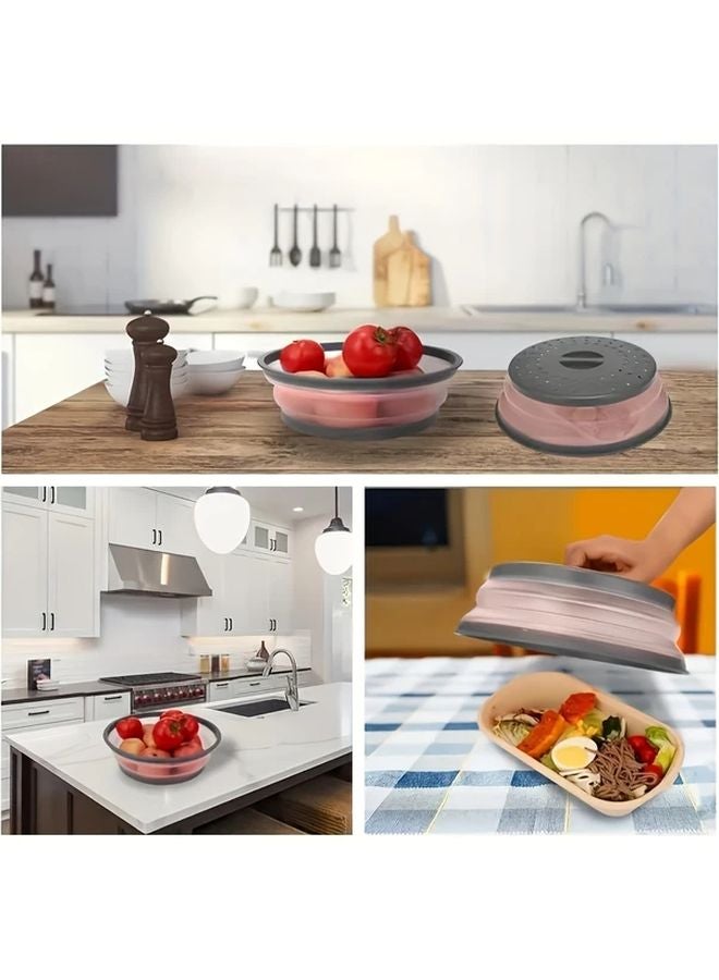 Collapsible Microwave Cover With Handle 10 5 Inch Round Space Saving Dish - Image 4