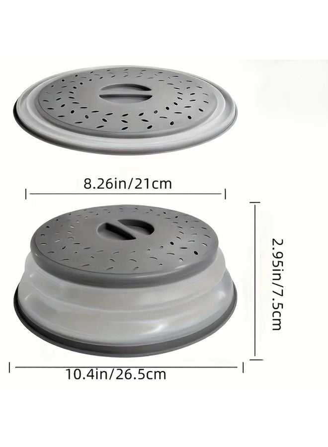 Collapsible Microwave Cover With Handle 10 5 Inch Round Space Saving Dish - Image 3