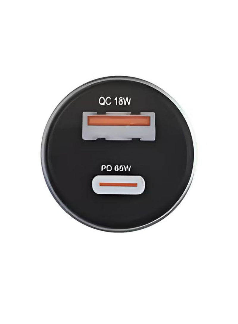 روفی USB C USB A شاحن سيارة شحن سريع ثنائي المنفذ محول هاتف السيارة PD 65W أو QC 18W /RC831 - Image 2