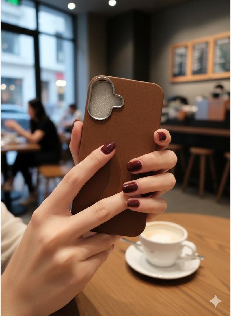 Multi Impex iPhone 16 Luxury Leather Texture Phone Case Brown - Image 2