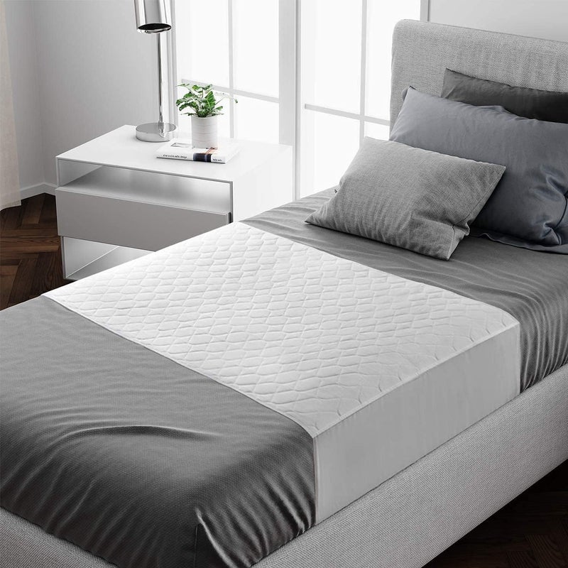 Lynmark 2x Waterproof Bed Protector with TuckIn Flaps Washable Bedwetting Incontinence Sheets Absorb Up to 2L LeakProof OEKOTex Certified Cotton Mattress Pad for Single Beds 90x85cm White - Image 1